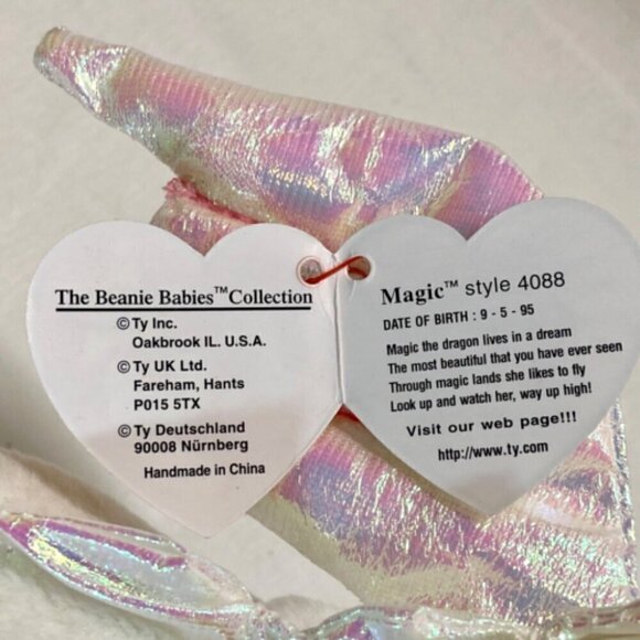 Ty Beanie Babies Extremely Rare *1995 Magic The Dragon *PVC *Tag Errors *Mint - Picture 6 of 10